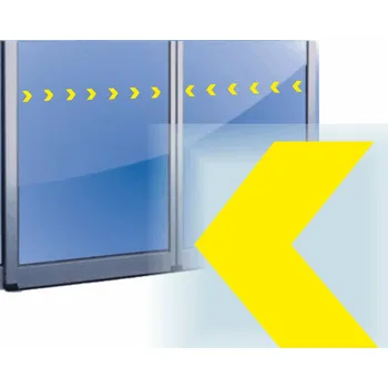 Označení prosklených ploch - šipka žlutá samolepící vinylová fólie pás 5 x 80 cm