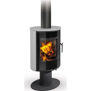 Krbová kamna ROMOTOP LAREDO T 01 keramika holubí šeď 51502 - krbová kamna s otočným mechanismem