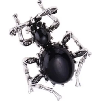 Brož Brož černá brouk střevlík se zirkony Černá