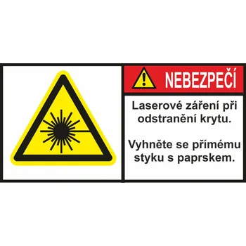 Nebezpečí - laserové záření při odstranění samolepící vinylová fólie 35x70 mm