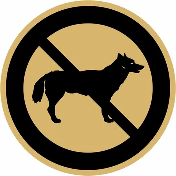 Speciální papír Zákaz psů - zlatá mat samolepící vinylová fólie 90x90 mm
