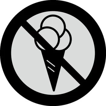 Samolepící etiketa Zákaz zmrzliny - stříbrná mat samolepící vinylová fólie 90x90 mm