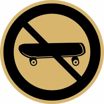 Speciální papír Zákaz skateboardů - zlatá mat samolepící vinylová fólie 90x90 mm