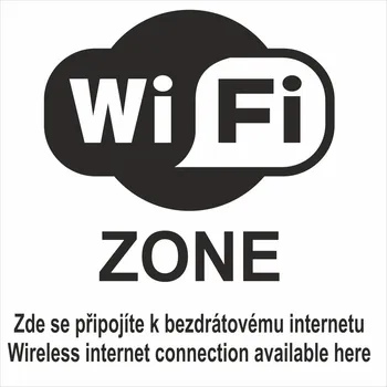 Značení WIFI ZONE s textem samolepící vinylová fólie 100 x 100 mm