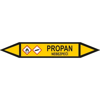 Značení Oboustranná šipka GHS - Propan Samolepka PVC 0: arch 10 ks - 166x26mm