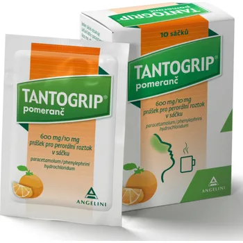 Lék na kašel, rýmu a nachlazení Tantogrip pomeranč 600 mg/10 mg 10 sáčků