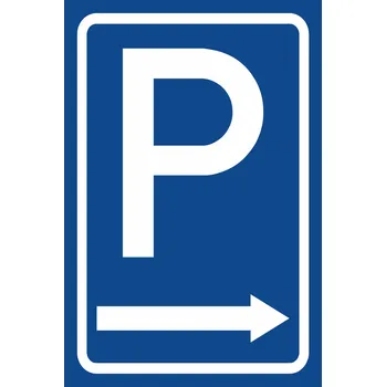 Značení Parkoviště - VPRAVO UV tisk plast 5mm 400 x 300 mm