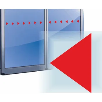 Označení prosklených ploch - trojúhelník červená samolepící vinylová fólie pás 5 x 80 cm