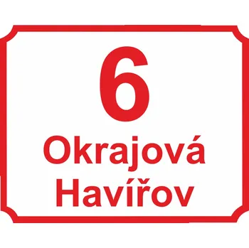 Značení Tabulka orientační - 6 (číslo, 2 řádky textu, vykrojený rámeček) plast 5 mm 280 x 200 mm