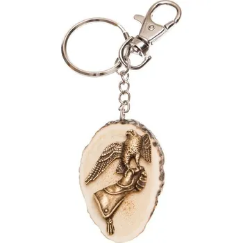 Zubíček Sokol na rukavici (parohová klíčenka)