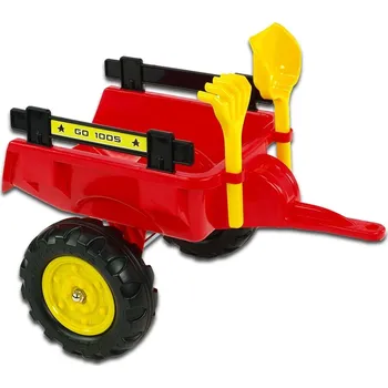 Dětské elektrovozidlo Vlek za traktor Trailer střední 2 kolový, s nářadím, červený