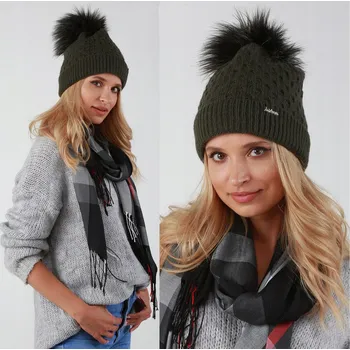 Čepice Fashionweek Dámská zimní čepice s bambulí JENOT ZIZI-P15 Barva: Khaki, Velikost: Universal