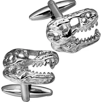 Manžetový knoflíček Manžetové knoflíčky lebka tyrannosaurus, pro paleontologa Stříbrná