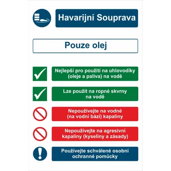 Havarijní souprava - pouze olej UV tisk plast 3mm 300x200 mm