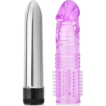 Vibrátor KLASICKÝ VIBRÁTOR S GELOVÝM NÁVLEKEM 2 v 1 – 74702332