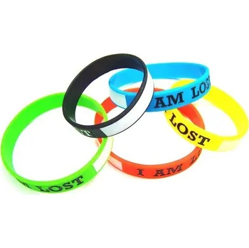 Náramek Náramek ze silikonu potištěný I am lost ...s popisovatelným polem Modrá 202 mm