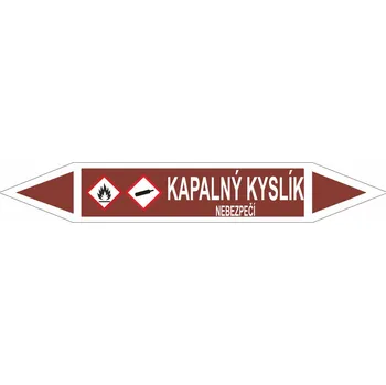 Značení Oboustranná šipka GHS - Kapalný kyslík Samolepka PVC 0: arch 10 ks - 166x26mm