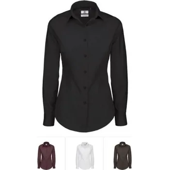 Gastro oděv Dámská číšnická halenka B&C dlouhý rukáv černá,4XL B-BK15-03-4XL