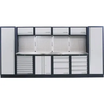 Dílenský stůl KRAFTWERKTOOLS BEST OF KW: MOBILIO - pracovní stěna 3920 x 458 x 2000mm INOX