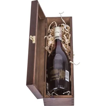 Dárkový potravinový koš FK Dřevěná krabička na láhev - 36x11x10 cm, Tmavě hnědá