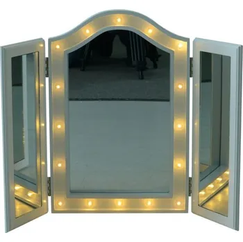 Toaletní stolek Stolní rozkládací zrcadlo s LED osvětlením | bílé