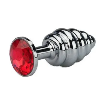 Anální šperk Anální šperk EXTREME Silver Anal Grooved Rosebud Red Crystal - small | EXTREME