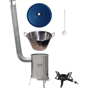 Kempingové nádobí Zabijačkový nerezový kotel 80 L + nerezová kotlina 56 cm + hořák 7 kW