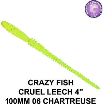 Umělá nástraha Gumová nástraha Crazy Fish Cruel Leech 10cm 06 Chartreuse (7ks)