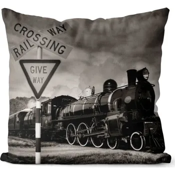 Dekorativní polštářek Polštář Parní vlak (Velikost: 40 x 40 cm)