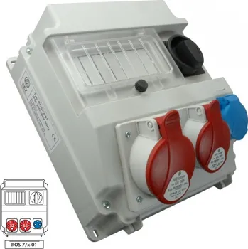 Rozvaděč Zásuvková rozvodnice ROS 7/x-01 1x3253+1x1653+1x230V, se spínačem, 7 modulové okénko, IP54 (SEZ ROS 7/x-01)