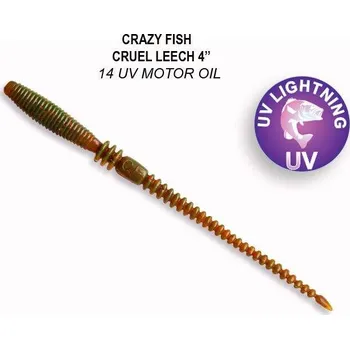 Umělá nástraha Gumová nástraha Crazy Fish Cruel Leech 10cm 14 Motor oil (7ks)