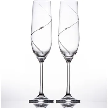 Sklenice Bohemia Crystal sklenice na šumivé víno 190 ml dekor ATLANTIS PRECIOSA, 2 ks (Ručně broušené skleničky Preciosa)