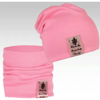 Čepice DRÁČE sada čepice a nákrčník Pastels double set 06 růžová velikost čepic: 46-48cm