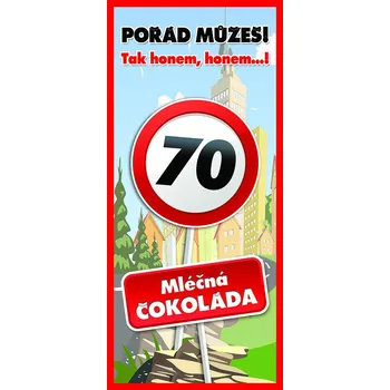 Čokoláda Bohemia Gifts Mléčná čokoláda k 70. narozeninám 100 g