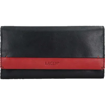 Peněženka Lagen měkká dámská peněženka kožená - Černá/Červená 50400 Black/Cardinal