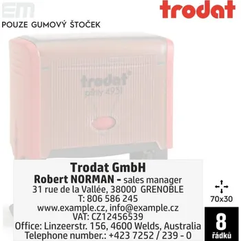 Razítko Razítko Trodat 4931 [70x30mm] - pouze gumový štoček