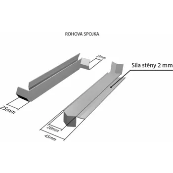 Parapet Hliníková R - spojka 90° (k venkovním taženým parapetům) NOS 25 mm pro šíři: 70 mm - Bílá RAL 9016