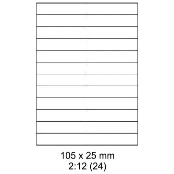 Speciální papír Print etikety Emy 105x25 mm, 24ks/arch, 100 archů, samolepící