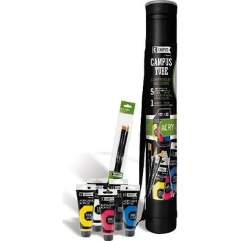 Speciální výtvarná barva Raphaël Campus Tube Acrylic - 5x100 ml akrylové barvy + 3 štětce v plastovém tubusu