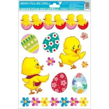 Okenní dekorace Okenní fólie s glitry velikonoční kuřátka a vejce 27 x 20 cm obrázek 2