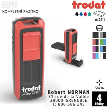 Razítko Trodat 9511 [38x14mm] kapesní - kompletní razítko