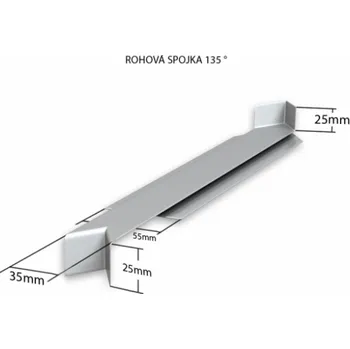 Parapet Hliníková R - spojka 135° (k venkovním taženým parapetům) NOS 25 mm pro šíři: 110 mm - Bílá RAL 9016