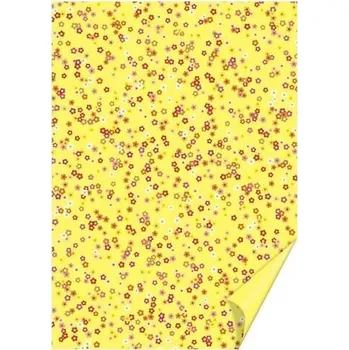 Barevný papír Happy paper A4, 200g/m2 - květiny žlutý