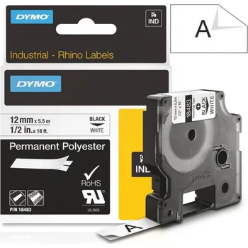Pásek do tiskárny Páska Dymo Rhino PES, 12mm (18483) bílá, černý tisk, 5,5m