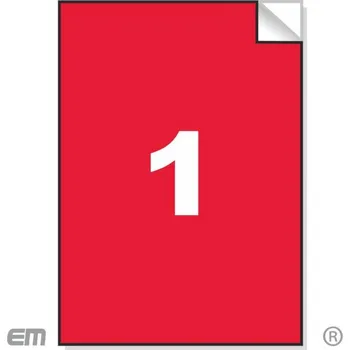Samolepící etiketa Samolepící etikety, A4, 100ks, (210x297mm), 1ks/A4 fluo červené