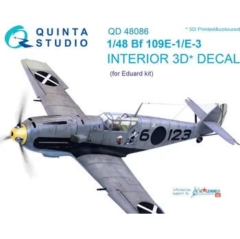 Plastikový model Quinta studio 1/48 Bf 109E-1/E-3 3D-Print&colour Interior (EDU)