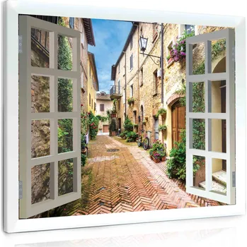 Malvis ® Obraz okno do uličky Velikost: 150x130 cm