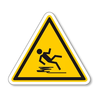 Pozor, kluzká podlaha - samolepící piktogram - 100 x 110 mm