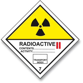Značení ADR 7.2 - Radioaktivní látky 2. stupně - samolepka 250 x 250 mm