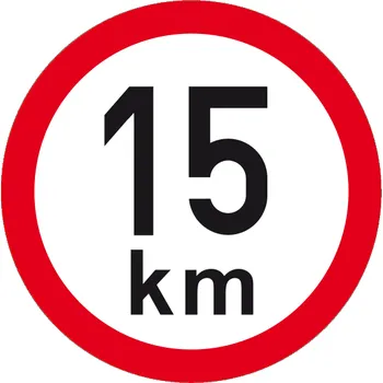 Maximální rychlost 15 km - kruhová samolepka Ø 150 mm